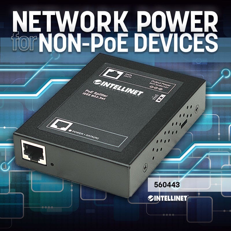 Intellinet 560443 Splitter PoE con Voltaggio Regolabile - Conformità IEEE 802.3af
