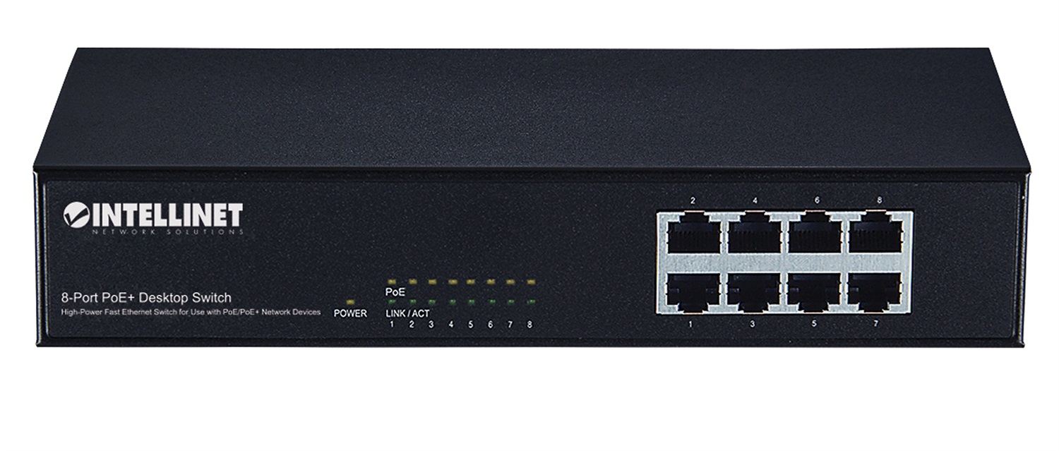 Intellinet 560764 Switch di Rete Fast Ethernet (10/100) con 8 Porte e Supporto Power over Ethernet (PoE) - Desktop / Rack