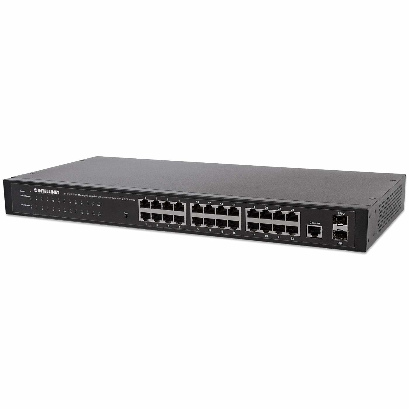 Intellinet 560917 Switch di Rete Gestito L2 24 Porte Gigabit Ethernet (10/100/1000) con 2 Porte SFP 1U Nero