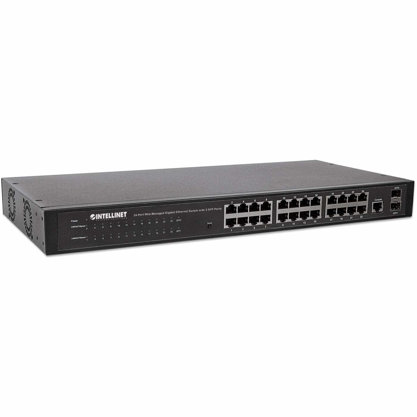 Intellinet 560917 Switch di Rete Gestito L2 24 Porte Gigabit Ethernet (10/100/1000) con 2 Porte SFP 1U Nero