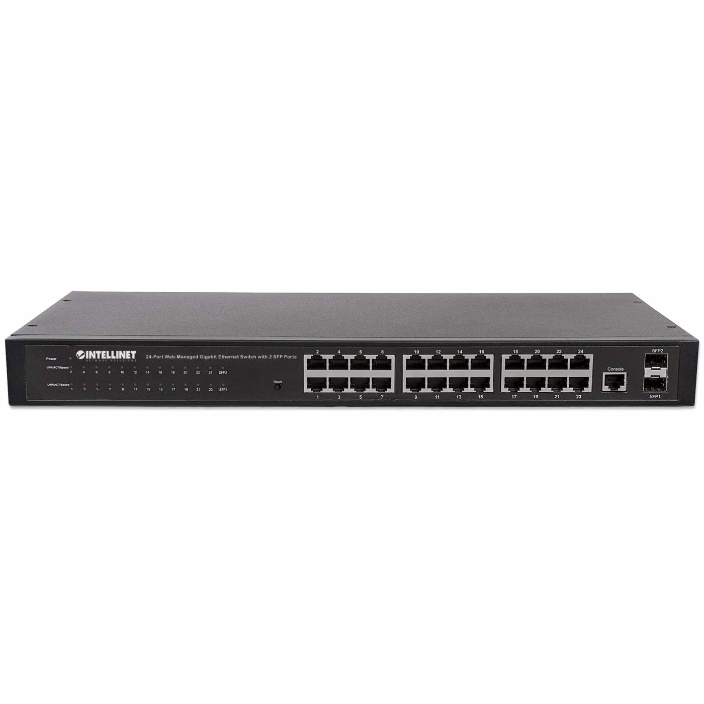 Intellinet 560917 Switch di Rete Gestito L2 24 Porte Gigabit Ethernet (10/100/1000) con 2 Porte SFP 1U Nero