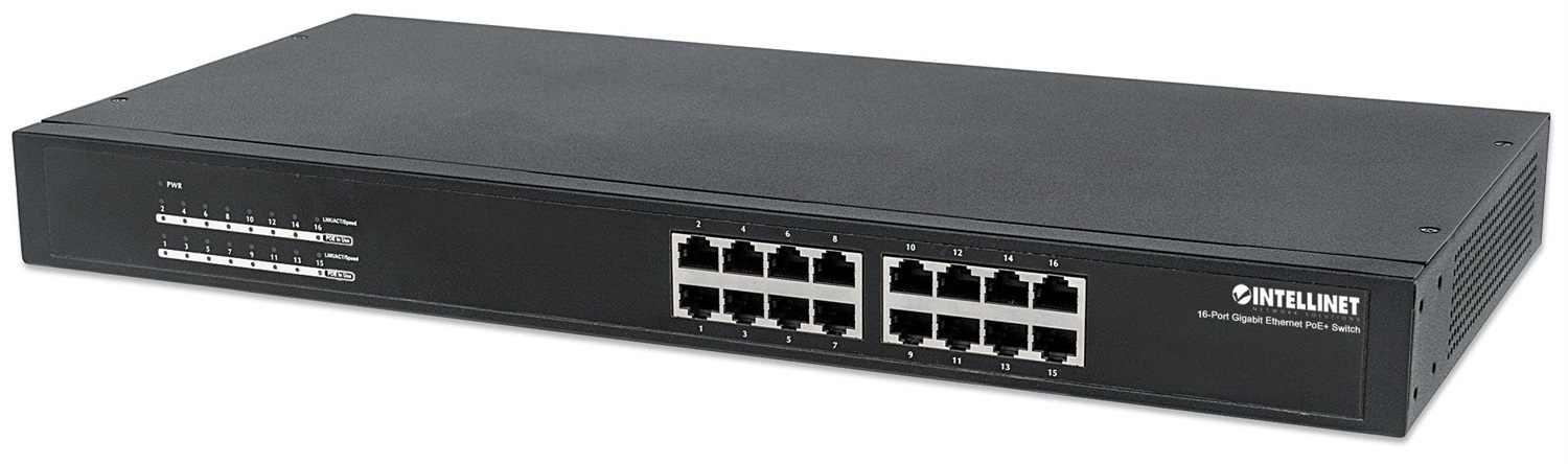 Intellinet 560993 Switch di Rete Non Gestito L2 Gigabit Ethernet 16 Porte RJ-45 PoE 1U Nero