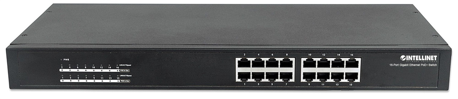 Intellinet 560993 Switch di Rete Non Gestito L2 Gigabit Ethernet 16 Porte RJ-45 PoE 1U Nero