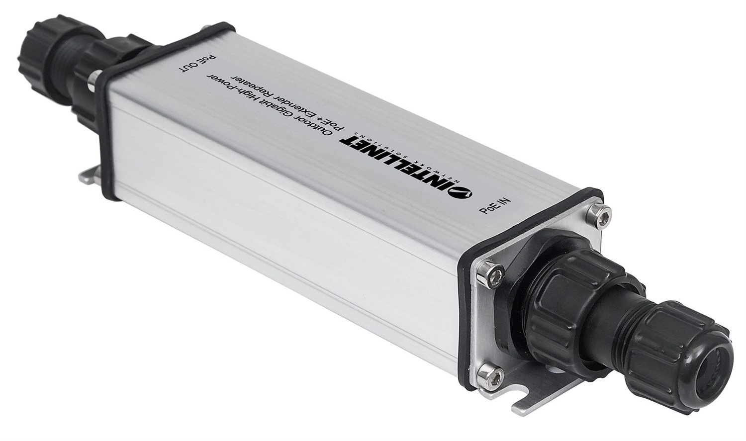Intellinet 561211 Extender Repeater PoE Gigabit High-Power per Esterno, IP65, Nero/Grigio