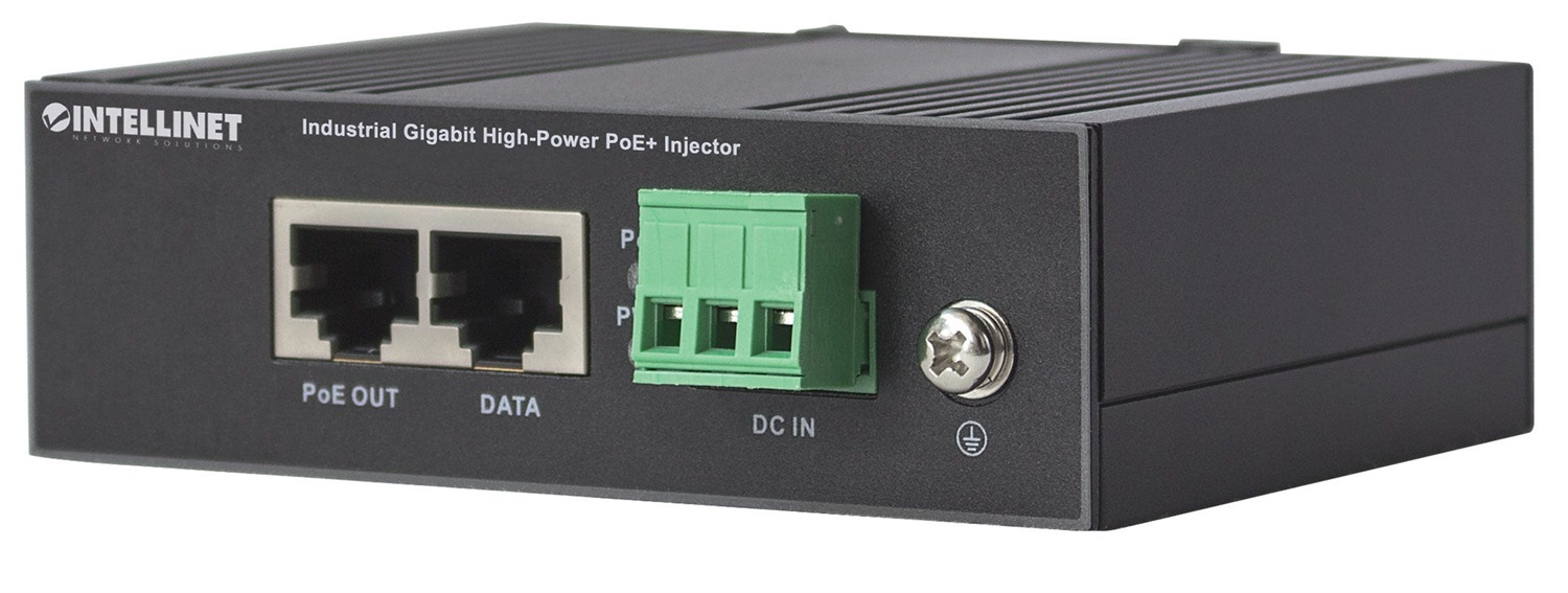 Intellinet Iniettore Industriale Gigabit High-Power PoE 30W per Guida DIN - Compatibile IEEE802.3af/at