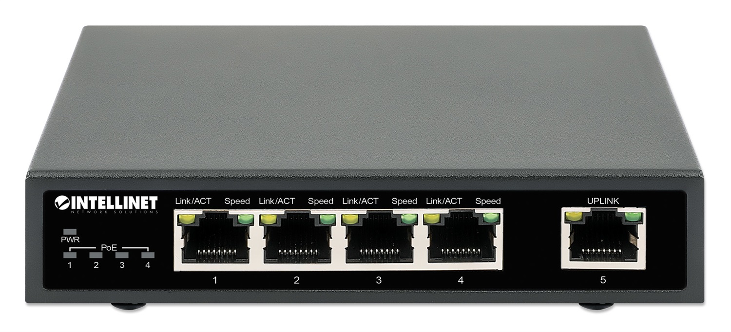 Intellinet 561839 Switch di rete Gigabit Ethernet PoE 5 porte (10/100/1000 Mbps) - Supporto Power over Ethernet fino a 30W per porta