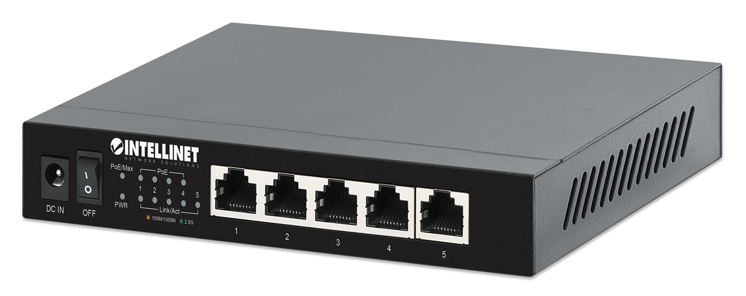 Intellinet 561921 Switch di rete Non gestito 5 Porte PoE 2.5G Ethernet (100/1000/2500) - Budget di alimentazione 55W