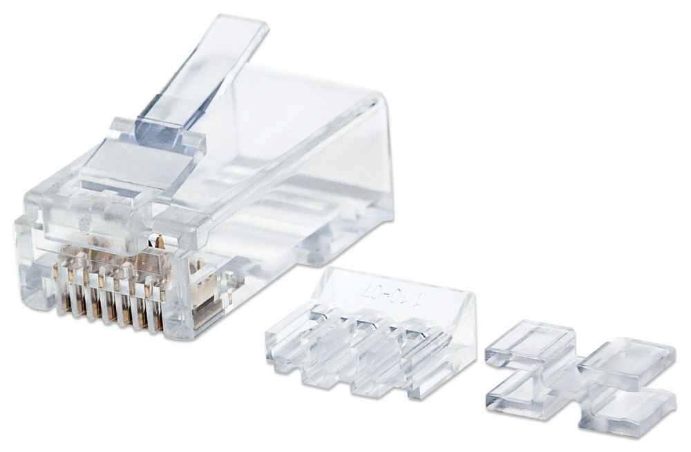 Intellinet Confezione da 80 Connettori Modulari Cat6A RJ45 Pro Line - UTP, Contatti Placcati in Oro 50 µ, Trasparente