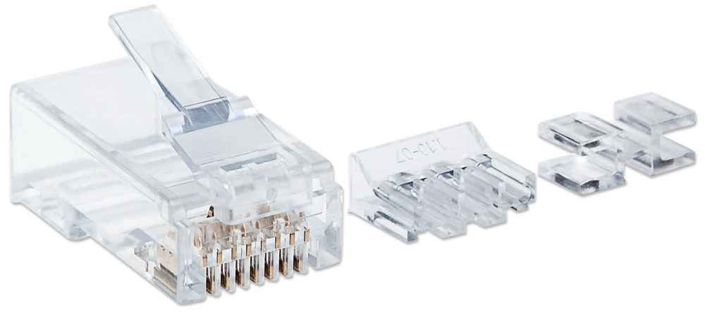 Intellinet Confezione da 80 Connettori Modulari Cat6A RJ45 Pro Line - UTP, Contatti Placcati in Oro 50 µ, Trasparente