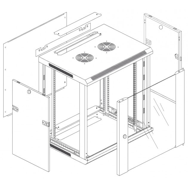 TECHLY I-CASE EW-2020GL Armadio Rack 19'' Da Parete 20U Grigio con Porta in Vetro Temperato