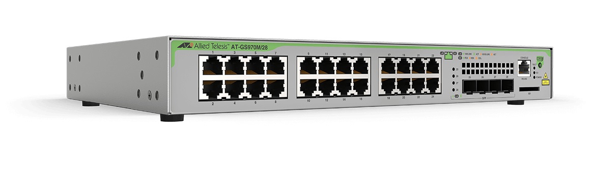 Allied Telesis GS970M Switch Gestito L3 Gigabit Ethernet (10/100/1000) 24 Porte PoE e 4 Porte SFP 1U Grigio