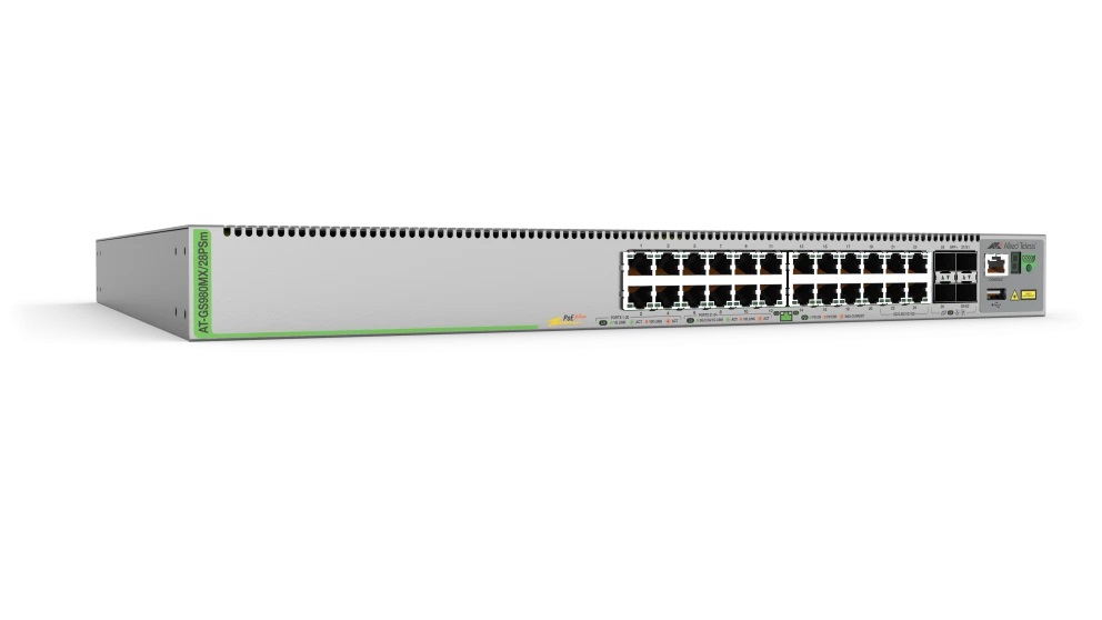 Allied Telesis AT-GS980MX/28PSM-50 Switch di Rete Gestito L3 Gigabit Ethernet (10/100/1000) con 20 Porte RJ-45 e Supporto Power over Ethernet (PoE) - Montaggio Rack 1U Grigio