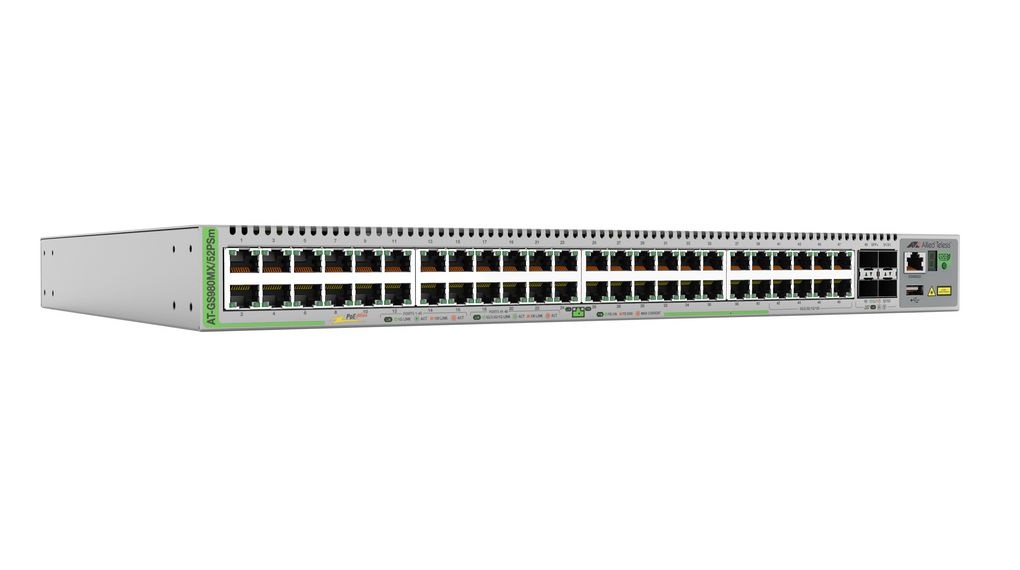 Allied Telesis AT-GS980MX/52PSM-50 Switch di Rete Gestito L3 10G Ethernet (100/1000/10000) con 48 Porte e Supporto Power over Ethernet (PoE) - Montaggio Rack