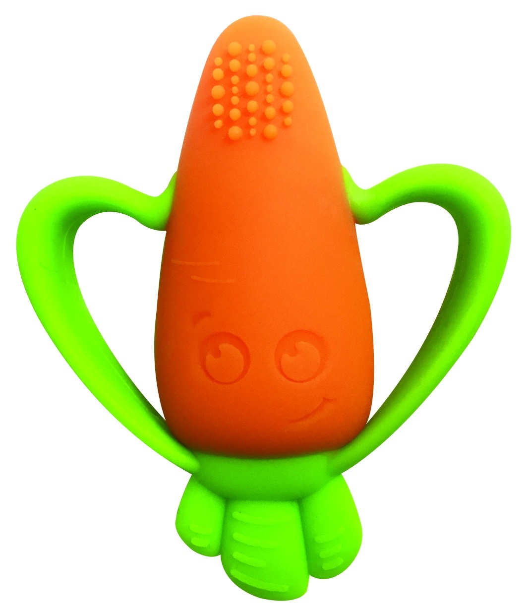 Infantino Lil' Nibble Teethers - Morso di Carota per Neonati - Massaggia Gengive in Silicone Morbido - Esplorazione Sensoriale - Maniglie Facili da Tenere - 0 mesi