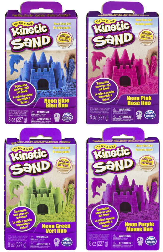 Spin Master Kinetic Sand - Sabbia Cinetica 227gr, Colorata, Non Secca Mai, Stimola Creatività, 3 Anni