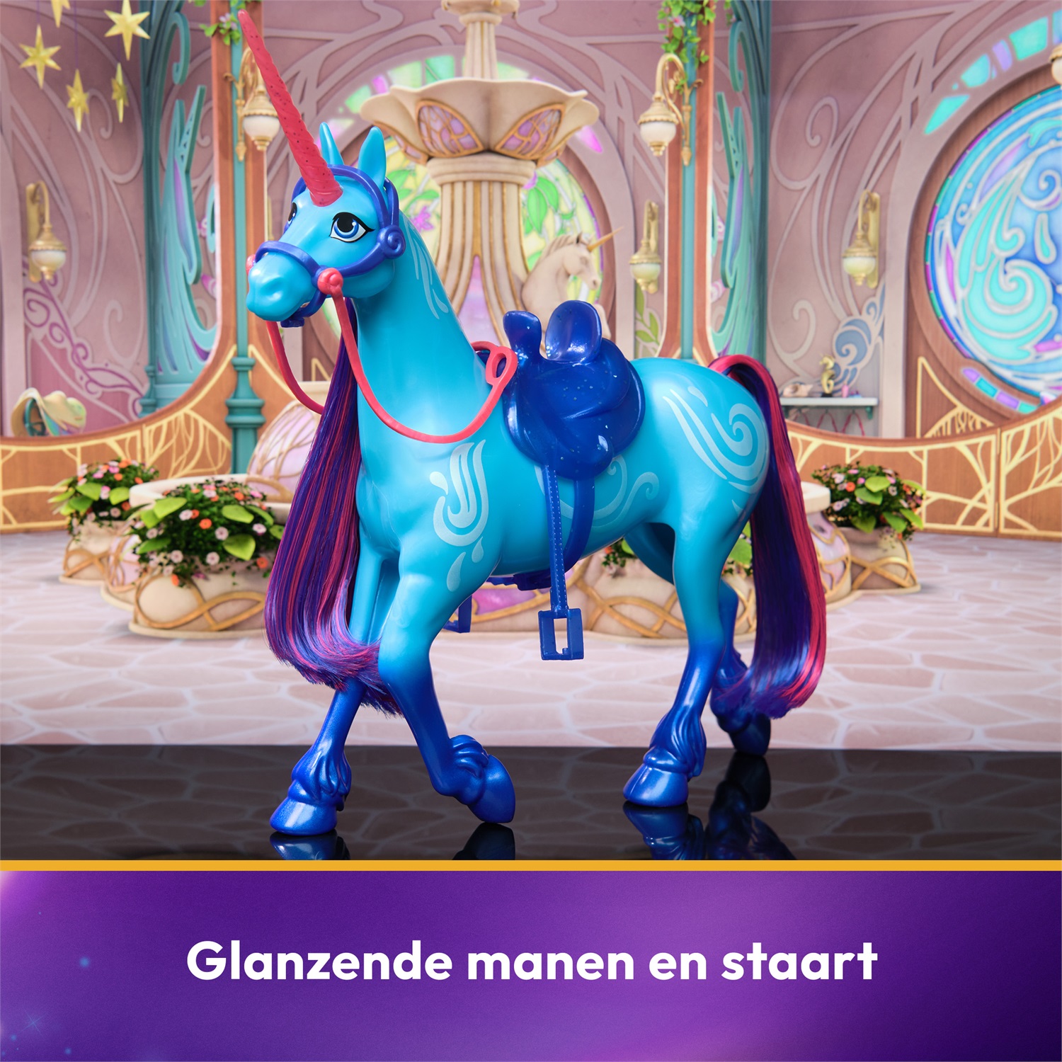 Spin Master Unicorn Academy - Unicorno River 28 cm con Luci e Suoni, 2 Accessori per l'Equitazione, Compatibile con la Bambola di Isabel