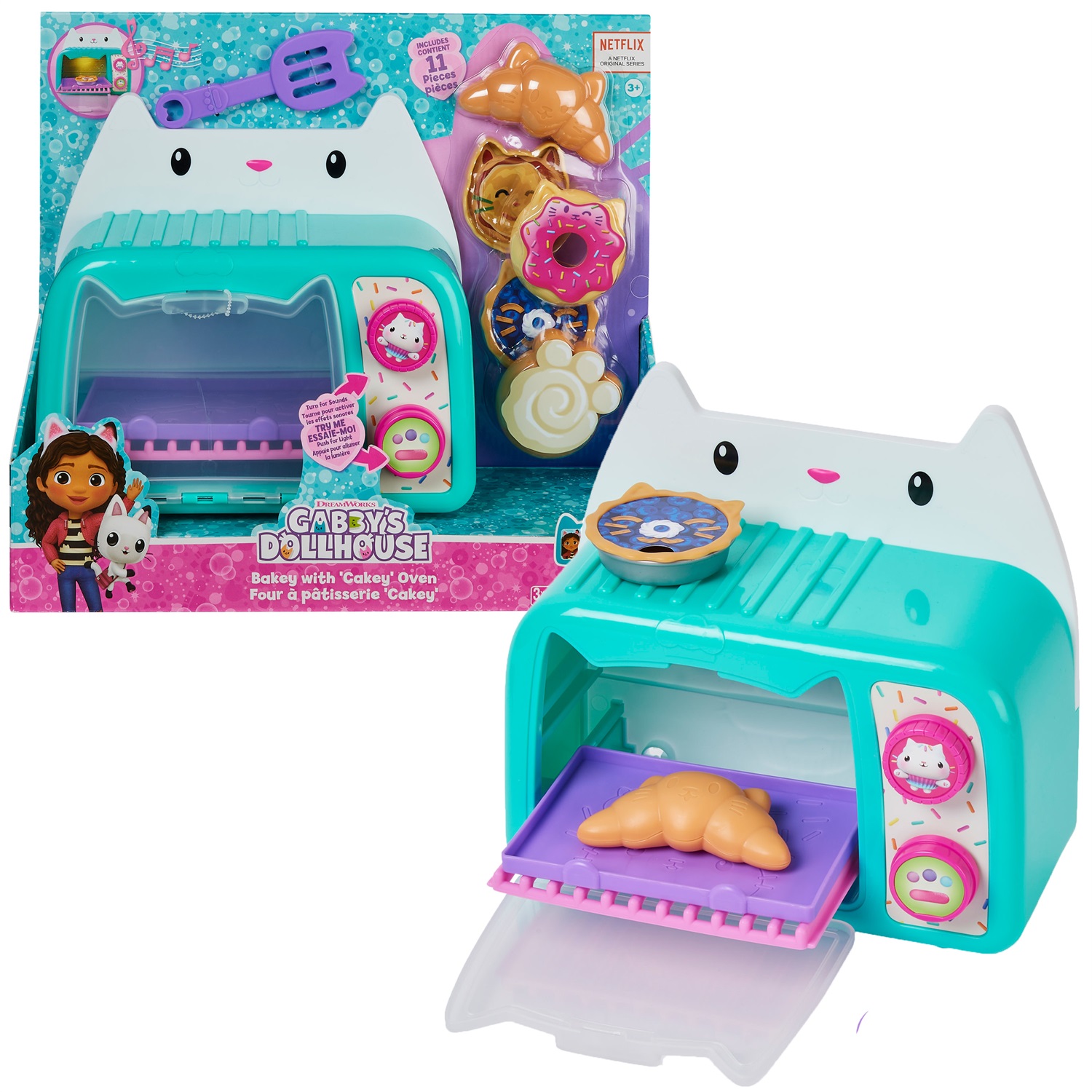 Gabby's Dollhouse Forno Cucina Cakey con Luci e Suoni, Accessori da Cucina e Cibi Giocattolo per Bambini dai 3 Anni, Colore Nero, M