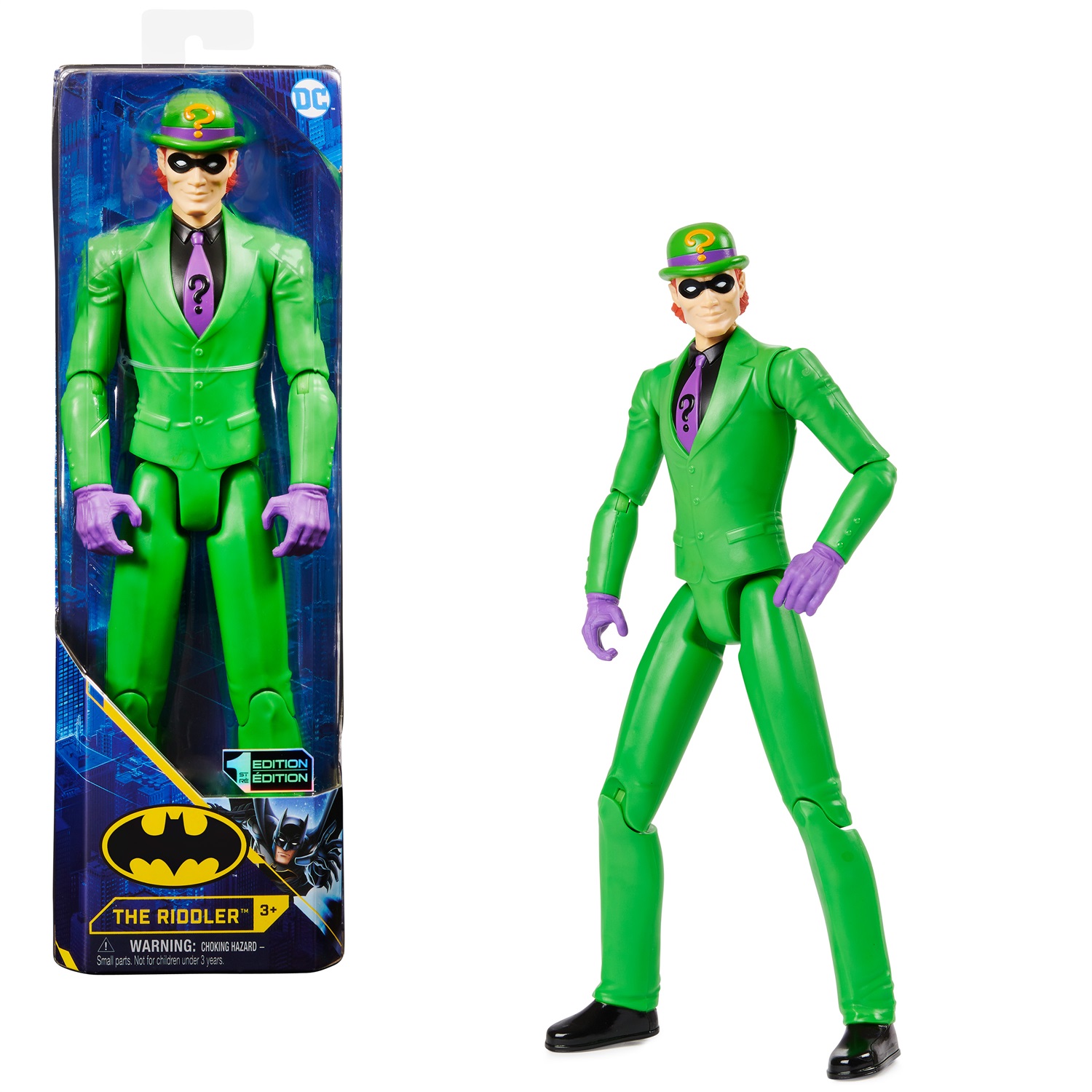 Spin Master | Personaggio Enigmista 30 cm dai fumetti DC Comics di Batman con decorazioni originali e 11 punti di articolazione - Giocattolo per bambini dai 3 anni