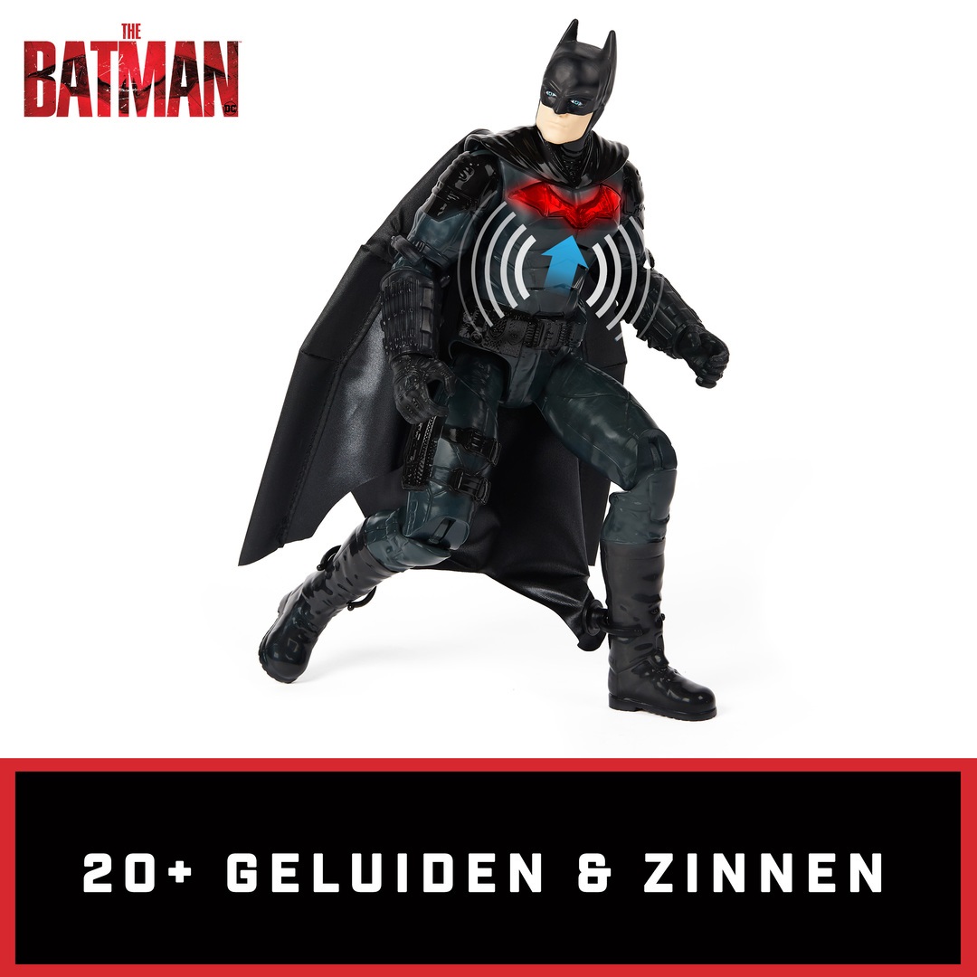 DC Comics Batman Deluxe 30 cm - Personaggio con Tuta Alare, Luci, Suoni e Ali Espandibili, Oggetto da Collezione del Film The Batman