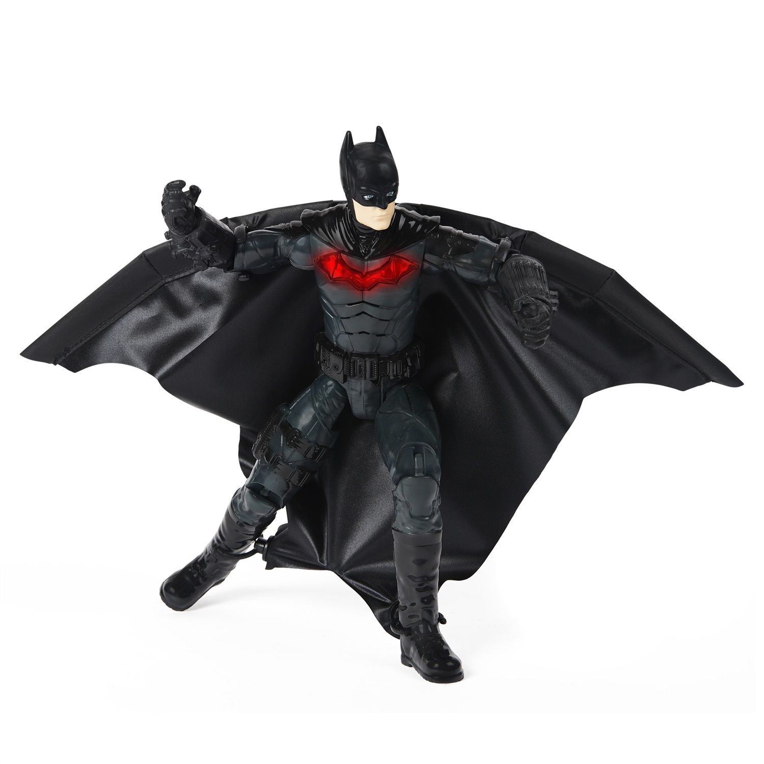 DC Comics Batman Deluxe 30 cm - Personaggio con Tuta Alare, Luci, Suoni e Ali Espandibili, Oggetto da Collezione del Film The Batman