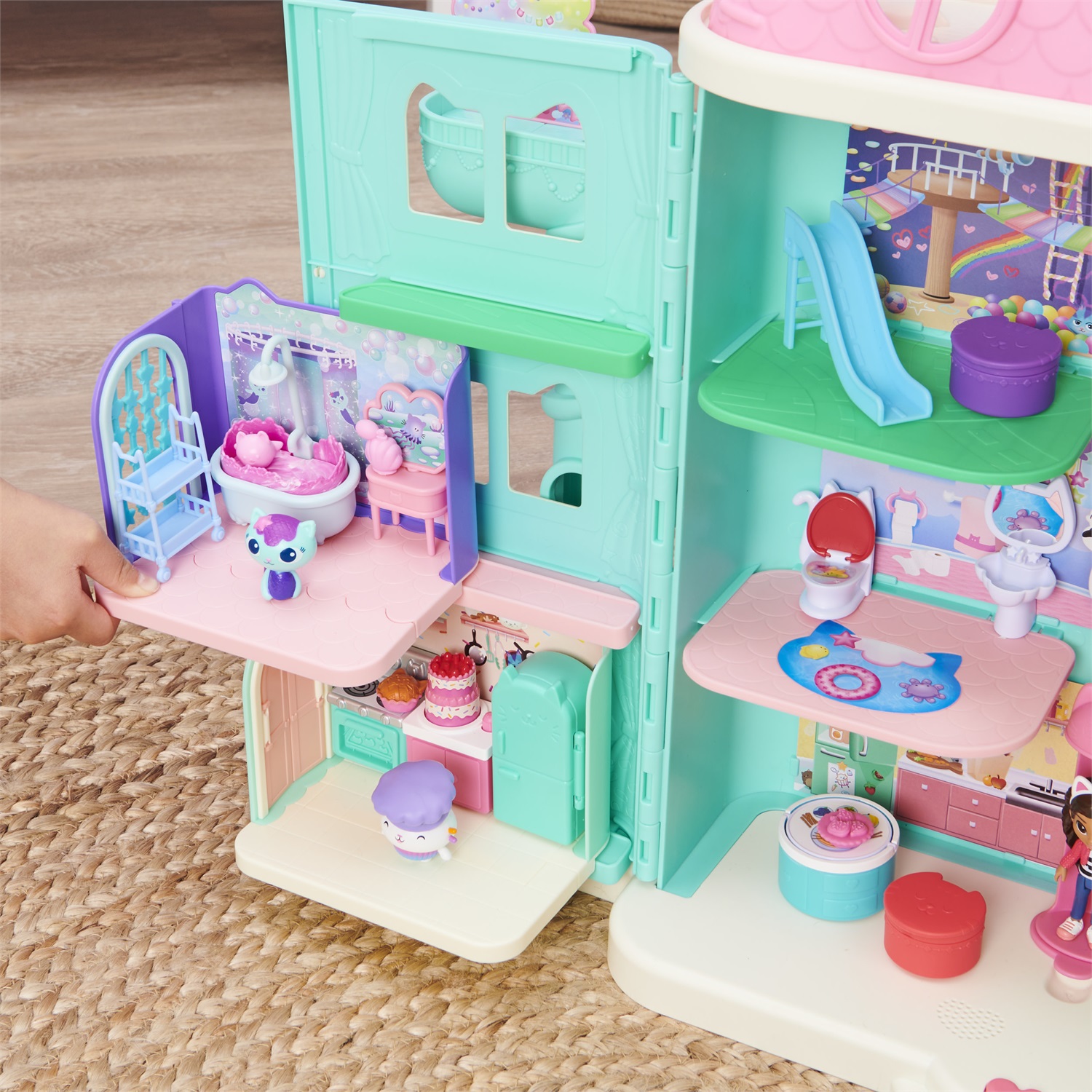 DREAMWORKS GABBY'S DOLLHOUSE - Sala da bagno di Siregatta, mini playset con personaggio esclusivo e mobili, giochi per bambini dai 3 anni