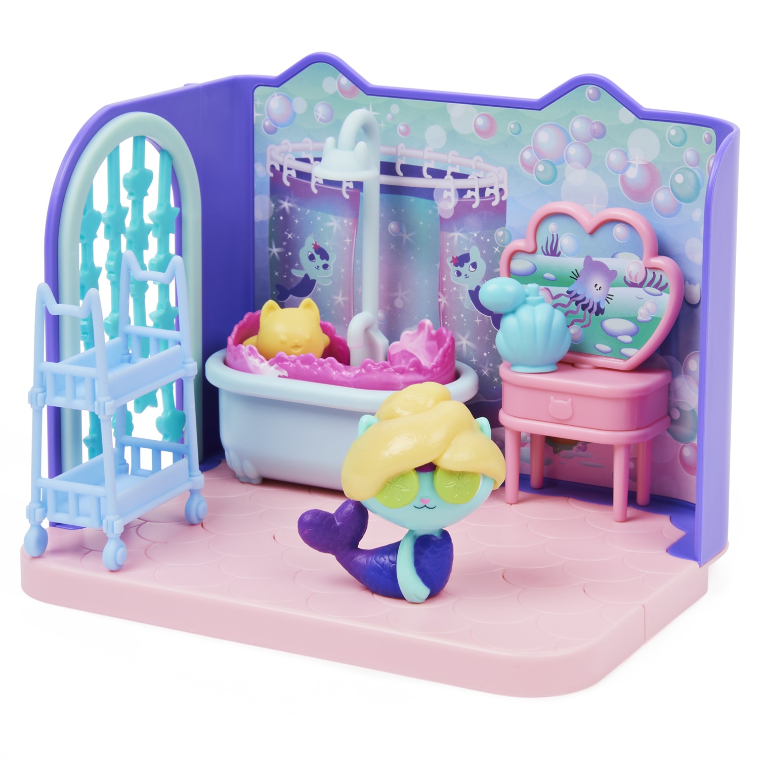 DREAMWORKS GABBY'S DOLLHOUSE - Sala da bagno di Siregatta, mini playset con personaggio esclusivo e mobili, giochi per bambini dai 3 anni