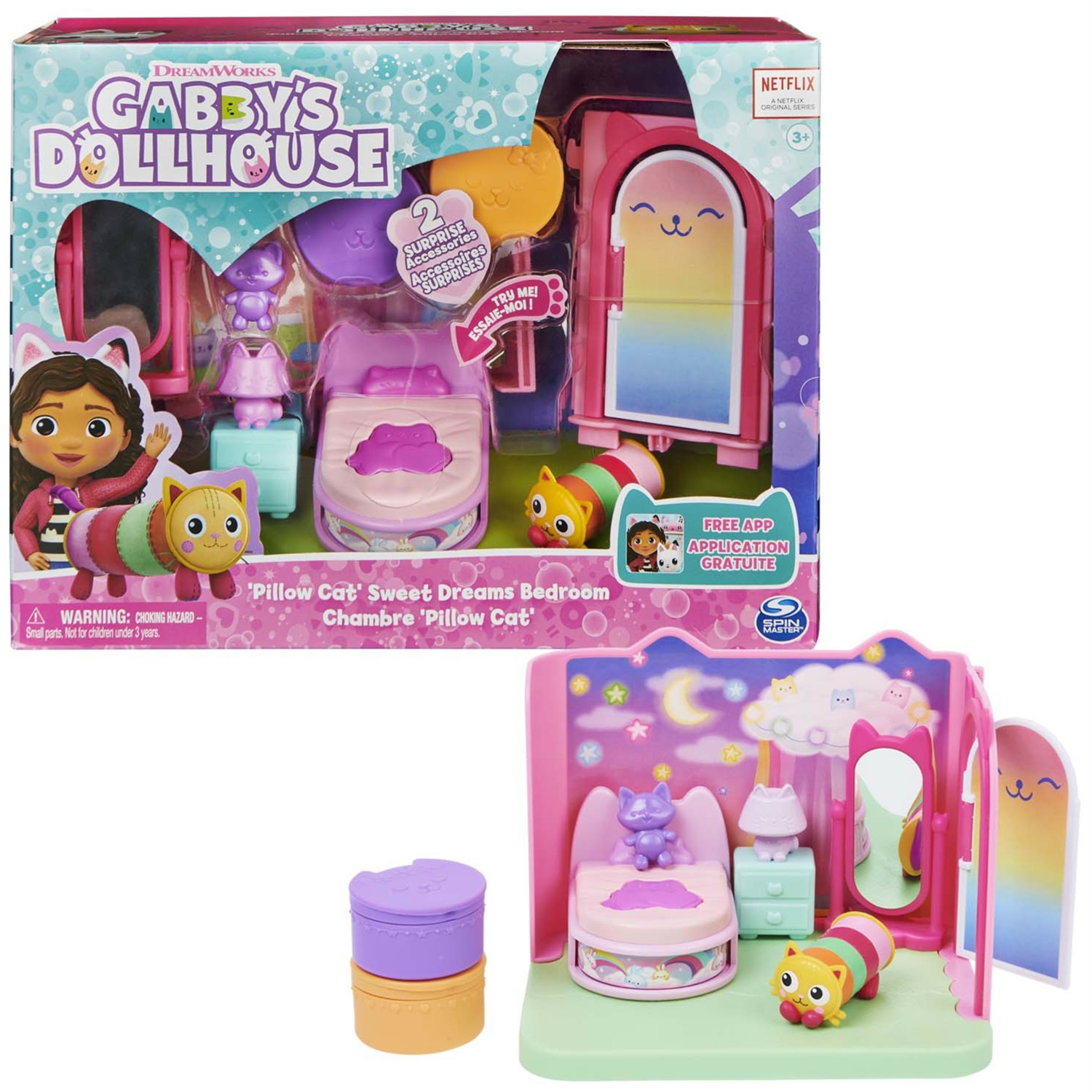 Spin Master Gabby's Dollhouse - Mini Playset Camera da Letto di Cuscigatta con Personaggio Esclusivo e Accessori a Sorpresa, Età 3