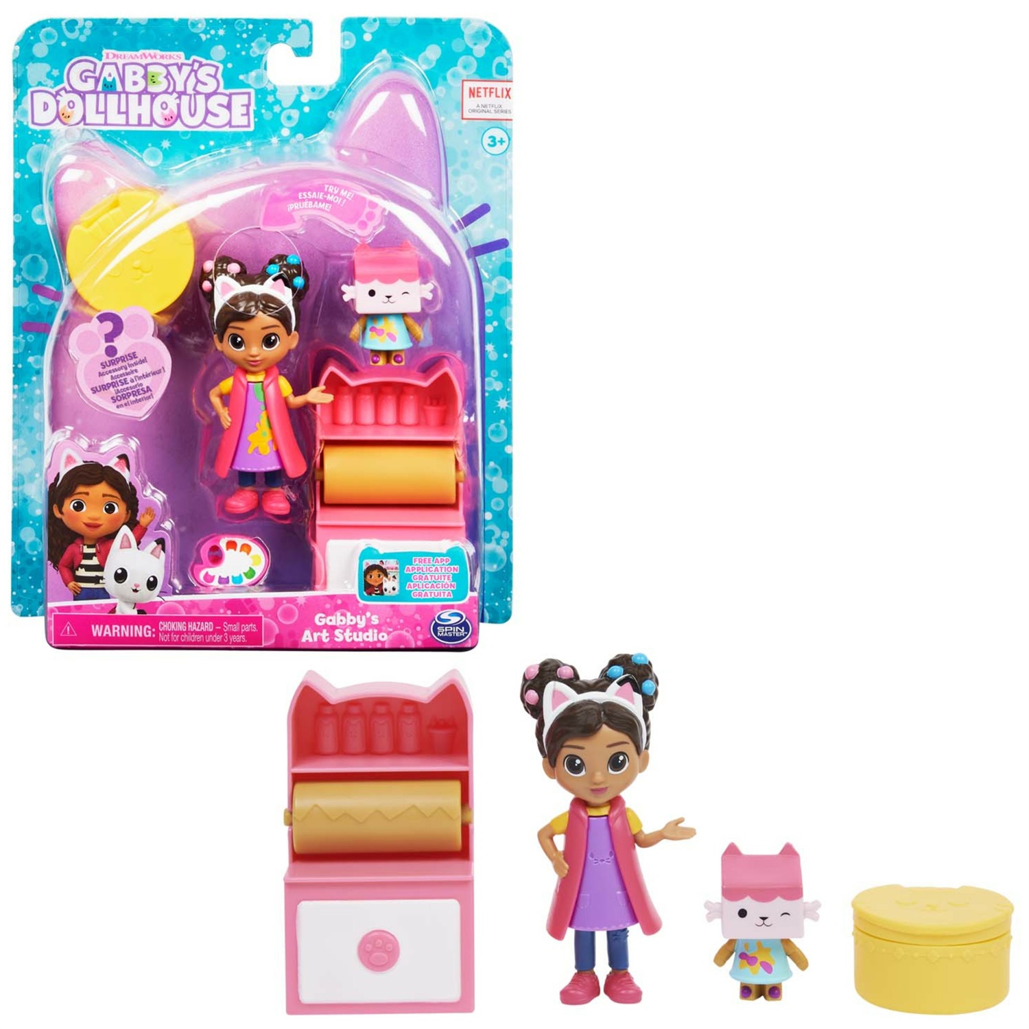 Spin Master Gabby's Dollhouse Mini Set Studio d'Arte con Gabby e Baby Scatola - Giochi Creativi per Bambini dai 3 Anni in Su