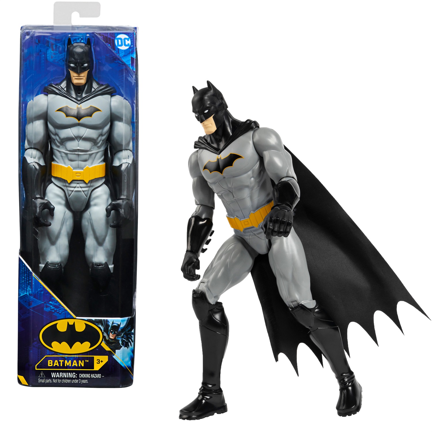Spin Master DC Comics | BATMAN | Personaggio Batman in scala 30 cm con decorazioni originali, mantello in stoffa e 11 punti di articolazione - Giocattolo per bambini e bambine dai 3 anni