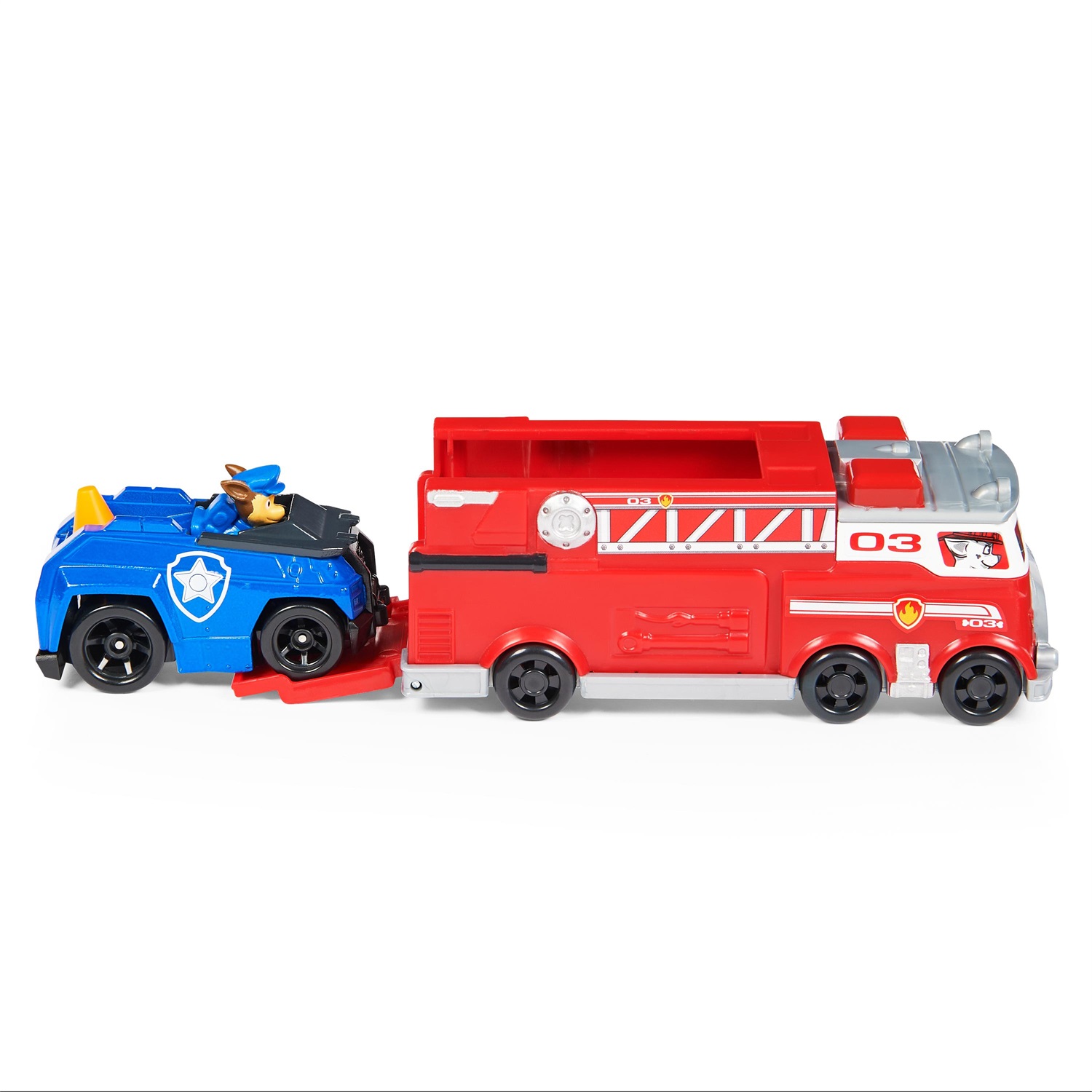 Paw Patrol Camion dei Pompieri e Auto della Polizia di Chase in Metallo - Veicoli Die-Cast in Scala 1:55 per Bambini dai 3 Anni