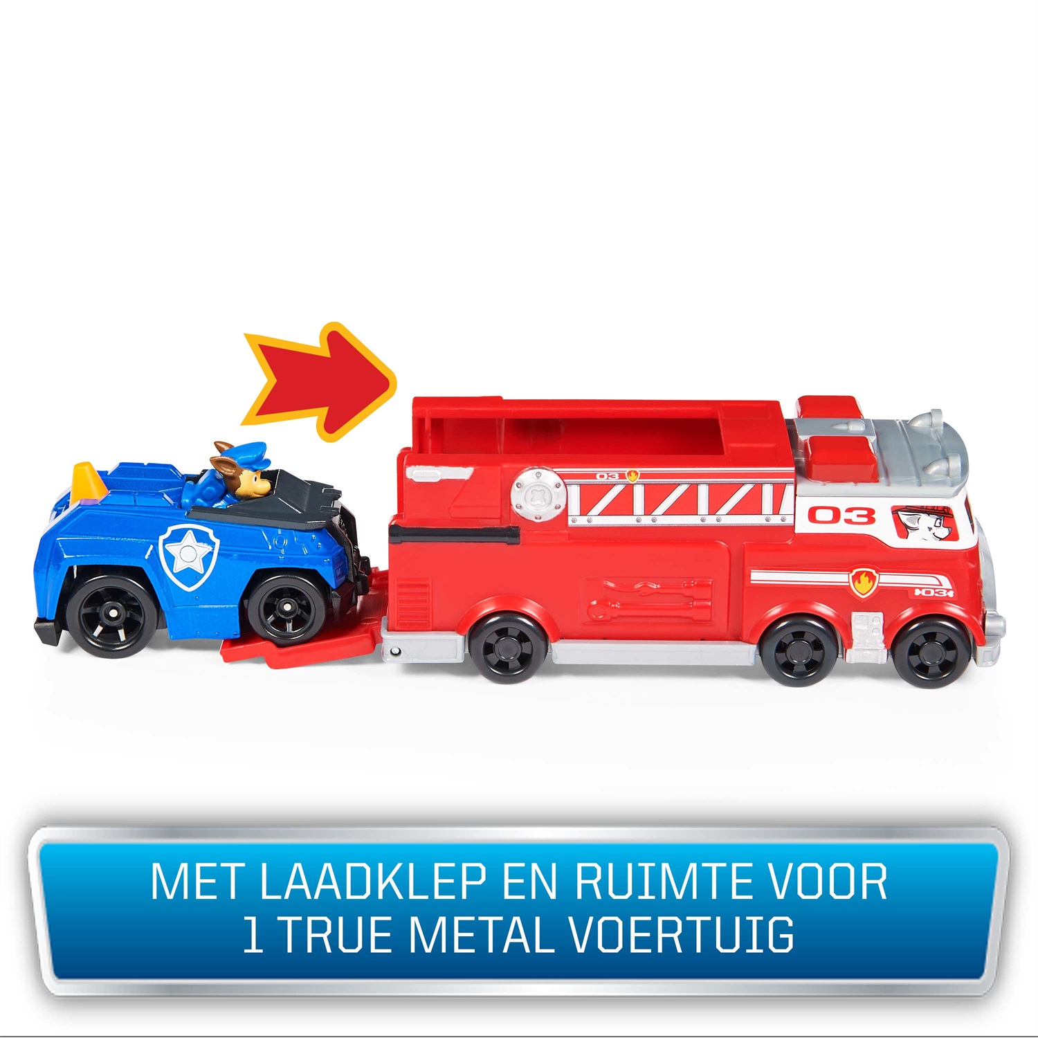 Paw Patrol Camion dei Pompieri e Auto della Polizia di Chase in Metallo - Veicoli Die-Cast in Scala 1:55 per Bambini dai 3 Anni