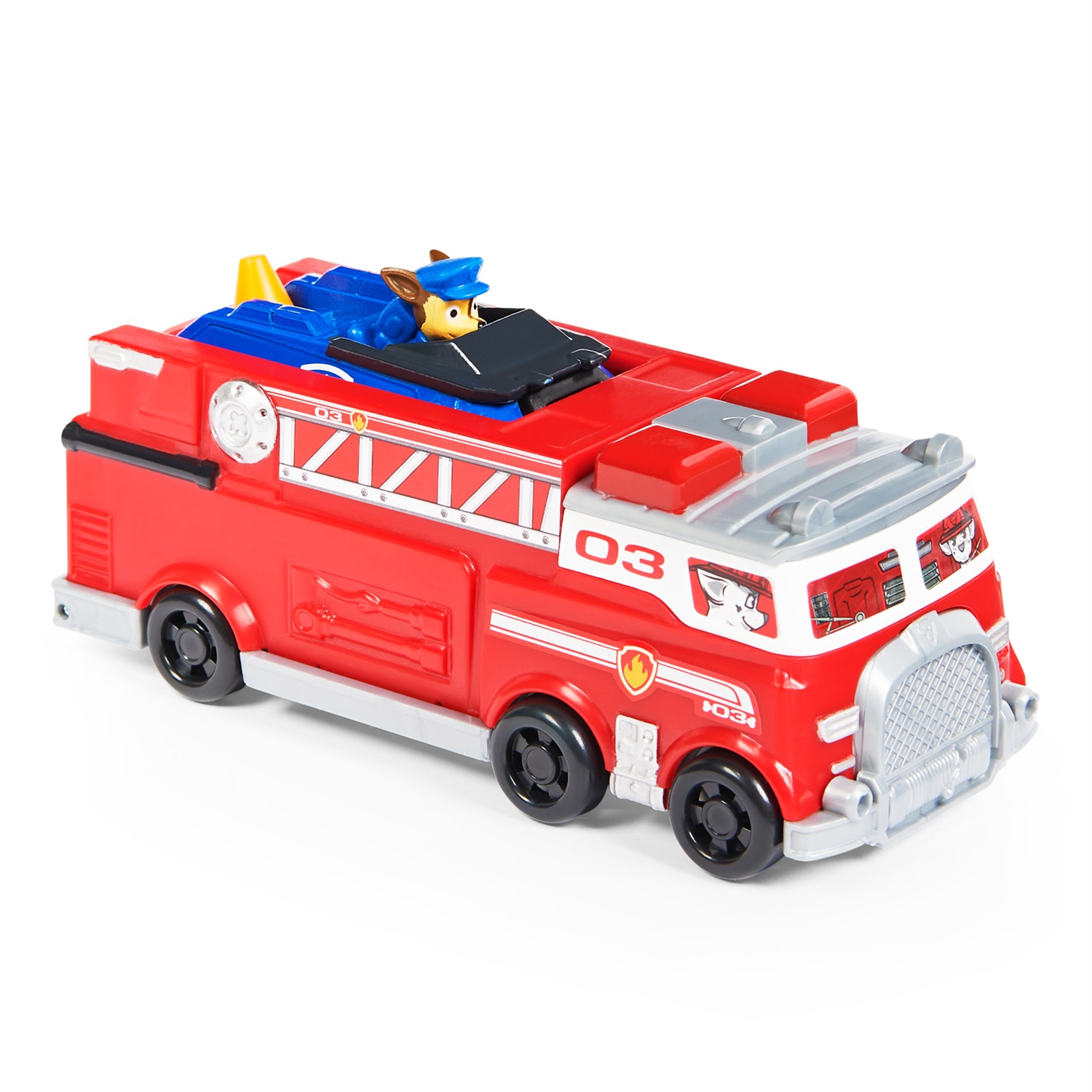 Paw Patrol Camion dei Pompieri e Auto della Polizia di Chase in Metallo - Veicoli Die-Cast in Scala 1:55 per Bambini dai 3 Anni