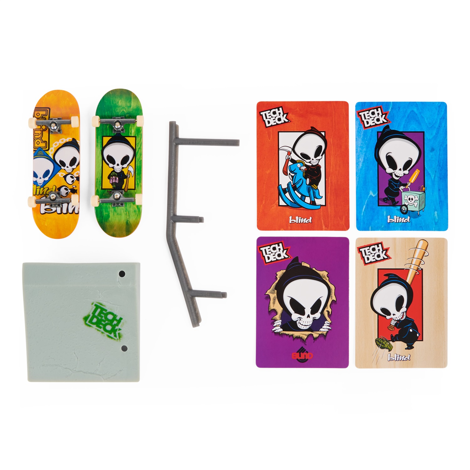 Spin Master Tech Deck Mini Skate Fingerskate Verusus Series - Confezione da 2 Mini Skate Assortiti e 1 Ostacolo, per Bambini dai 4 Anni in Su