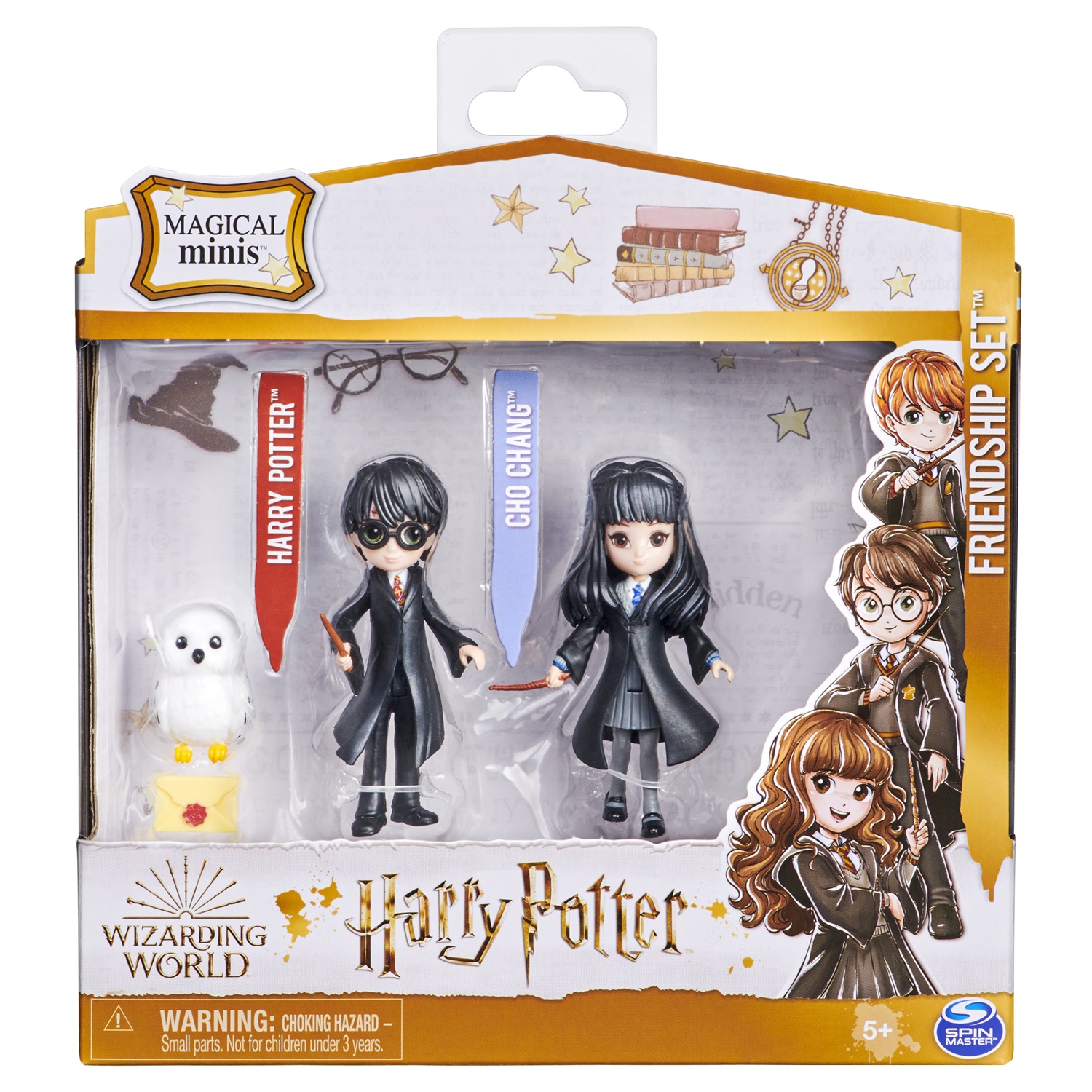 Wizarding World - Set Amicizia Harry Potter e Cho Chang con Edvige, bambole articolate 7.5-8 cm, braccia e gambe mobili, collezione Harry Potter - dai 5 anni