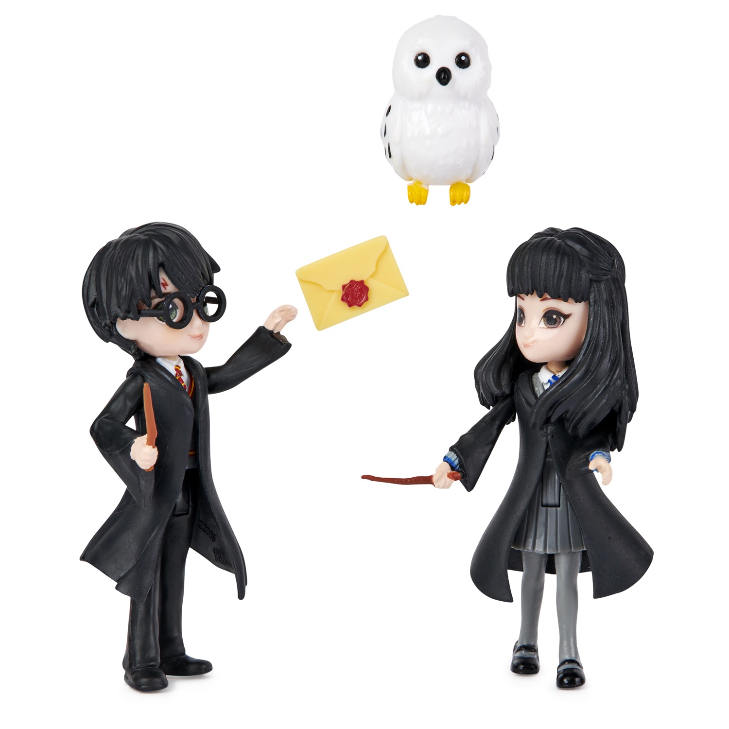 Wizarding World - Set Amicizia Harry Potter e Cho Chang con Edvige, bambole articolate 7.5-8 cm, braccia e gambe mobili, collezione Harry Potter - dai 5 anni