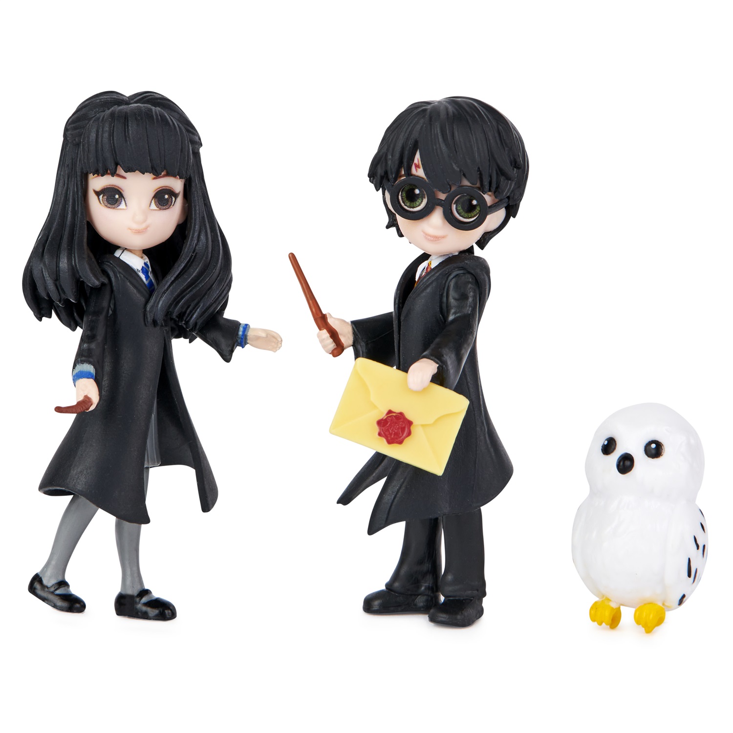 Wizarding World - Set Amicizia Harry Potter e Cho Chang con Edvige, bambole articolate 7.5-8 cm, braccia e gambe mobili, collezione Harry Potter - dai 5 anni