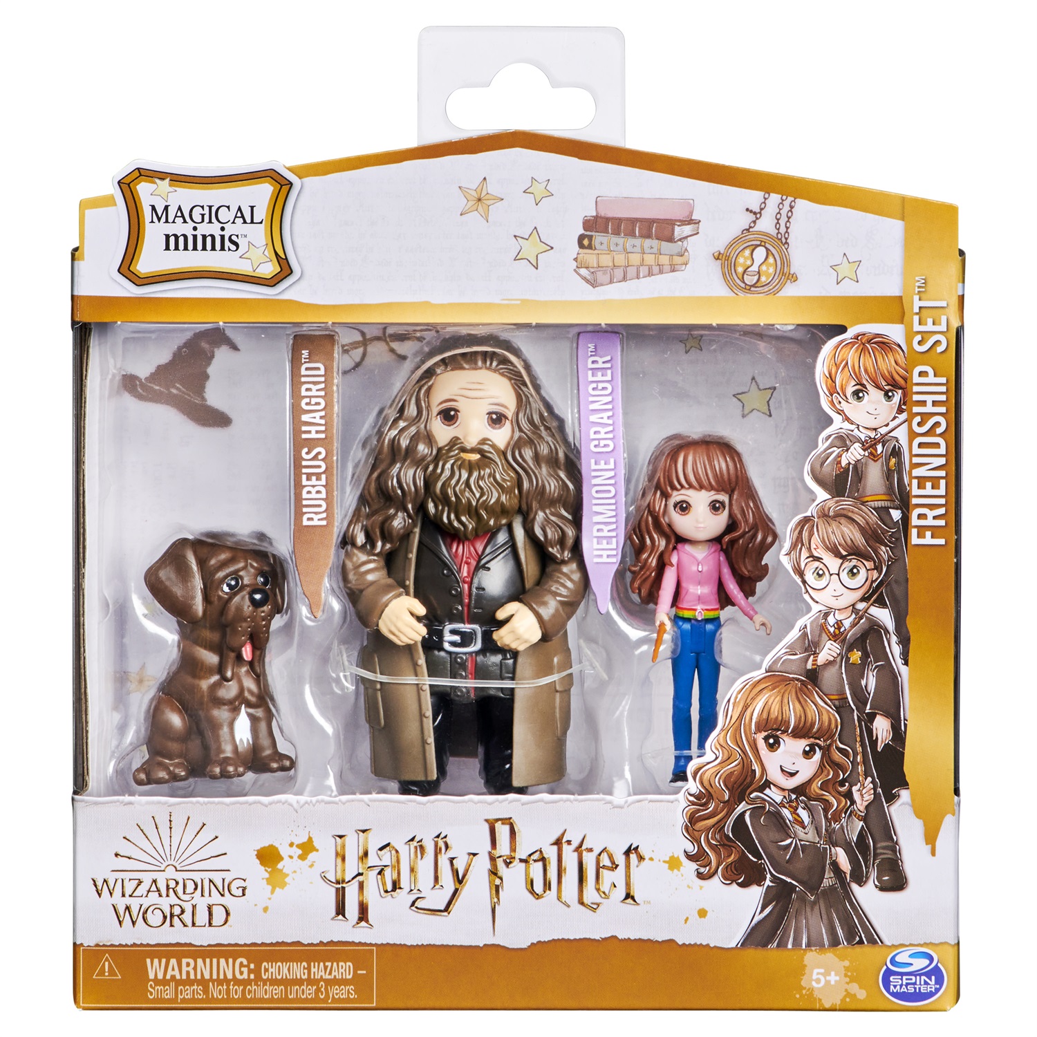 Spin Master Wizarding World - Set Amicizia Hermione e Rubeus Hagrid con Thor, bambole articolate 7.5 cm, per bambini dai 5 anni