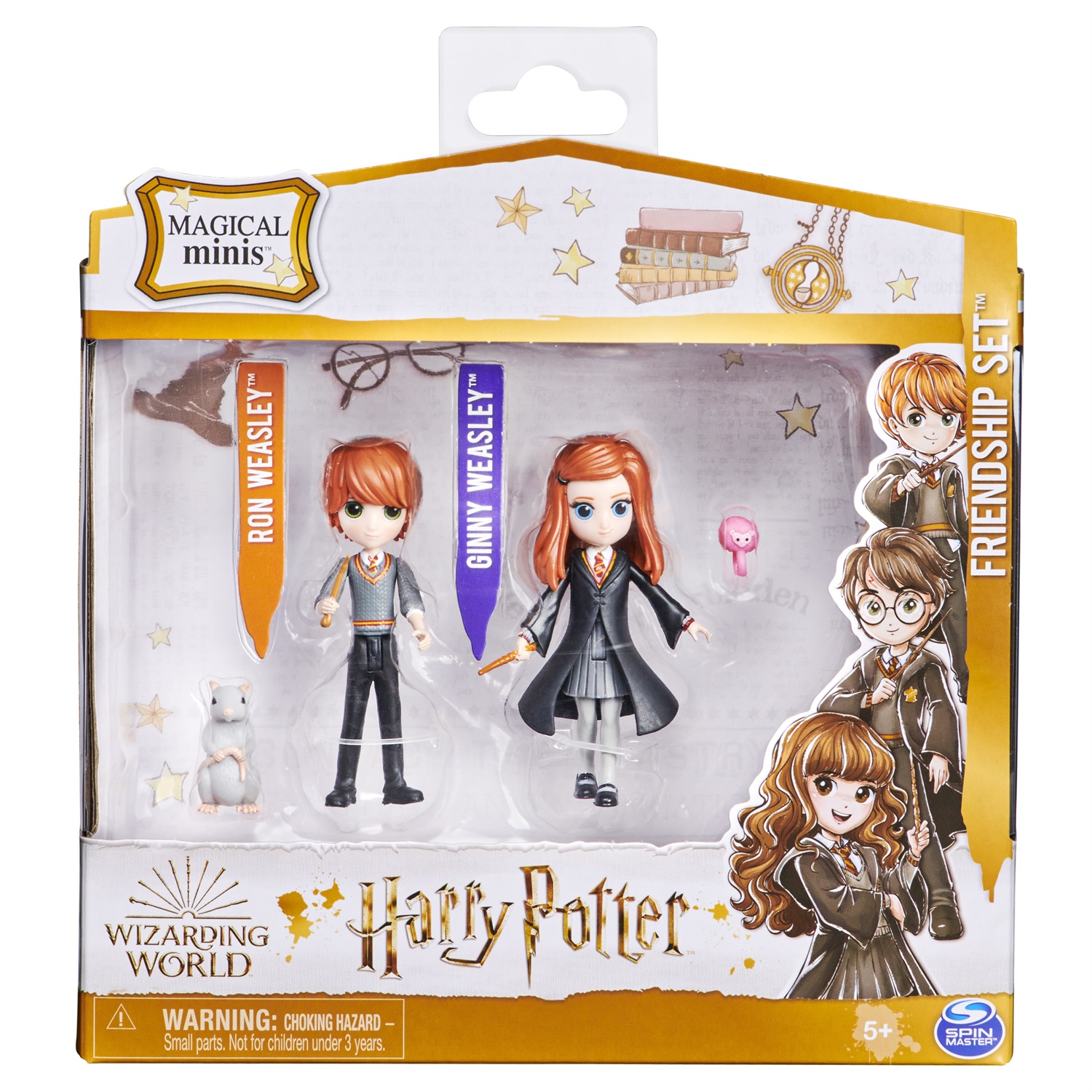 Spin Master Set Amicizia Ron e Ginny Weasley con mascotte Crosta, bambole articolate 8 cm, collezione Harry Potter - dai 5 anni