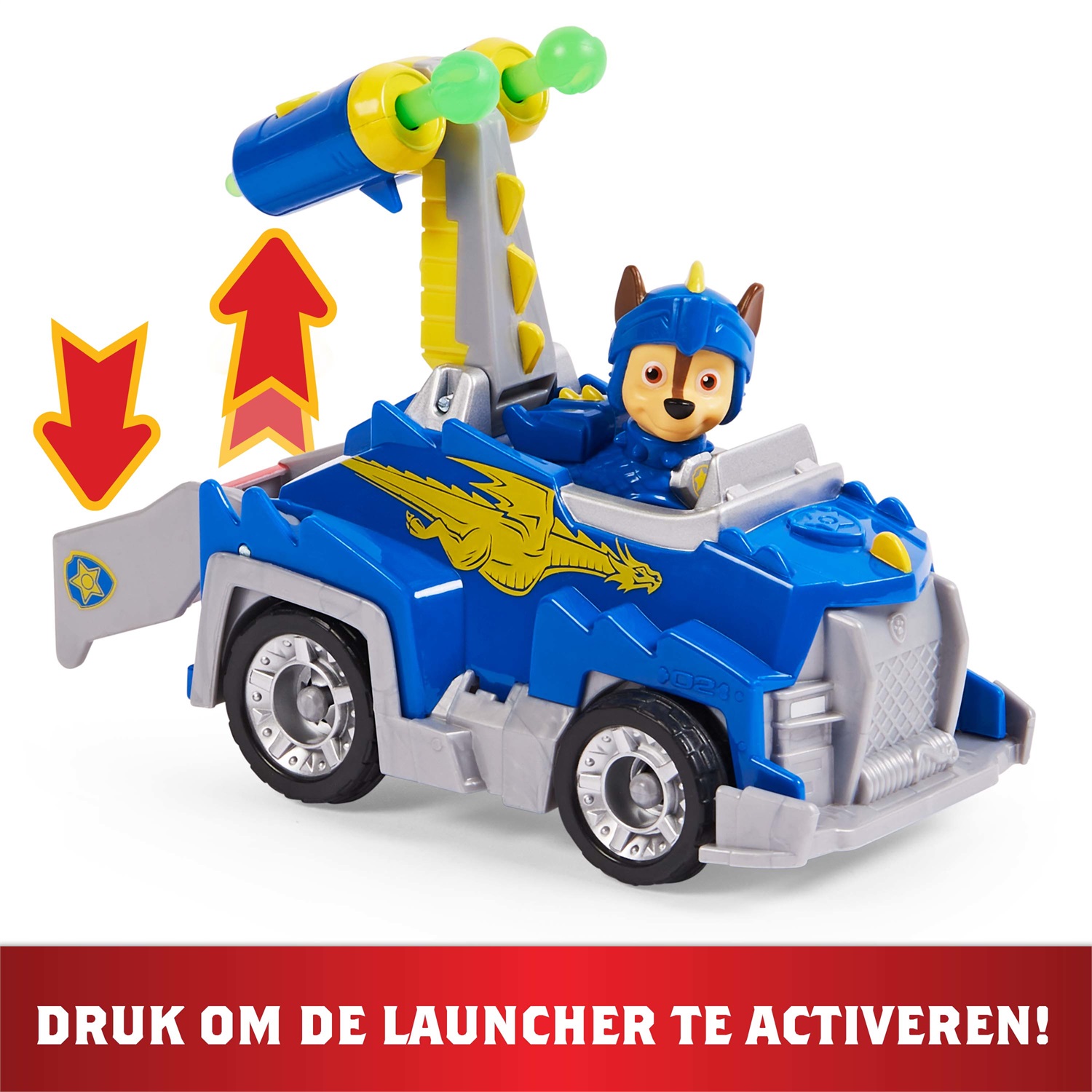 Paw Patrol | Veicolo Rescue Knights di Chase | Veicolo della polizia con personaggio e armatura Rescue Knights | Giochi per bambini dai 3 anni in su