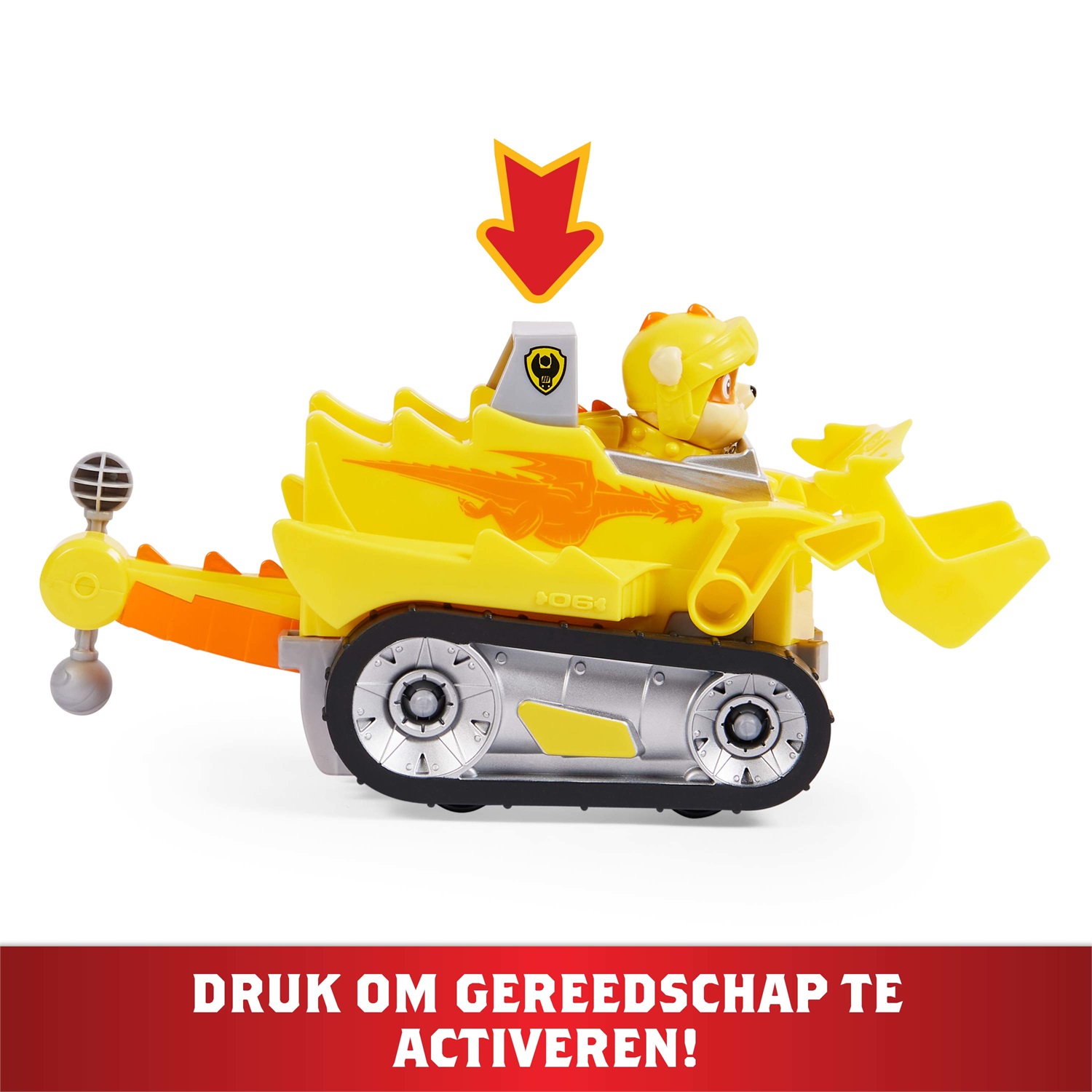 PAW Patrol | Veicolo Rescue Knights di Rubble | Bulldozer Deluxe con Personaggio Rubble e Armatura | Giochi per Bambini dai 3 Anni