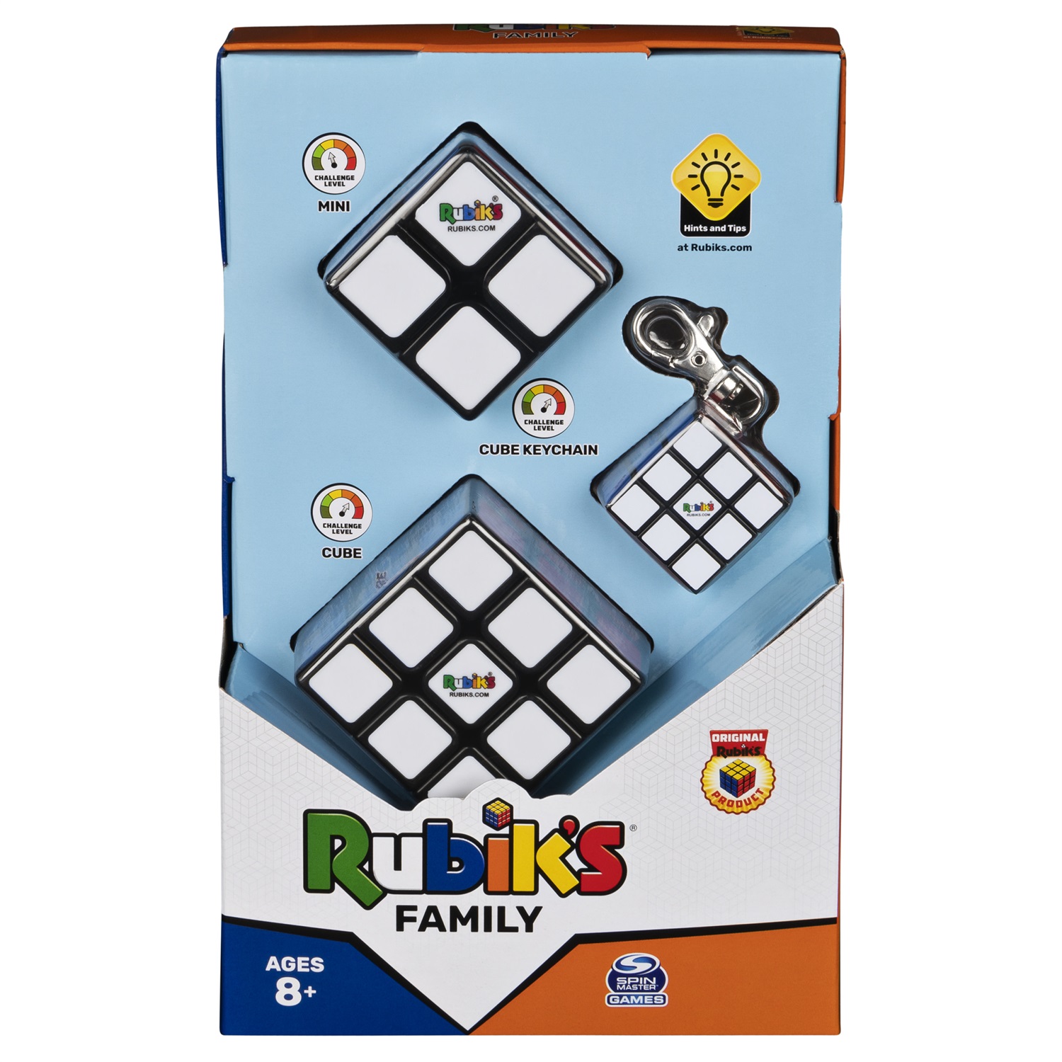 Spin Master Cubo di Rubik Family Pack - Cubo 3x3, Cubo 2x2, Cubo Portachiavi 3x3