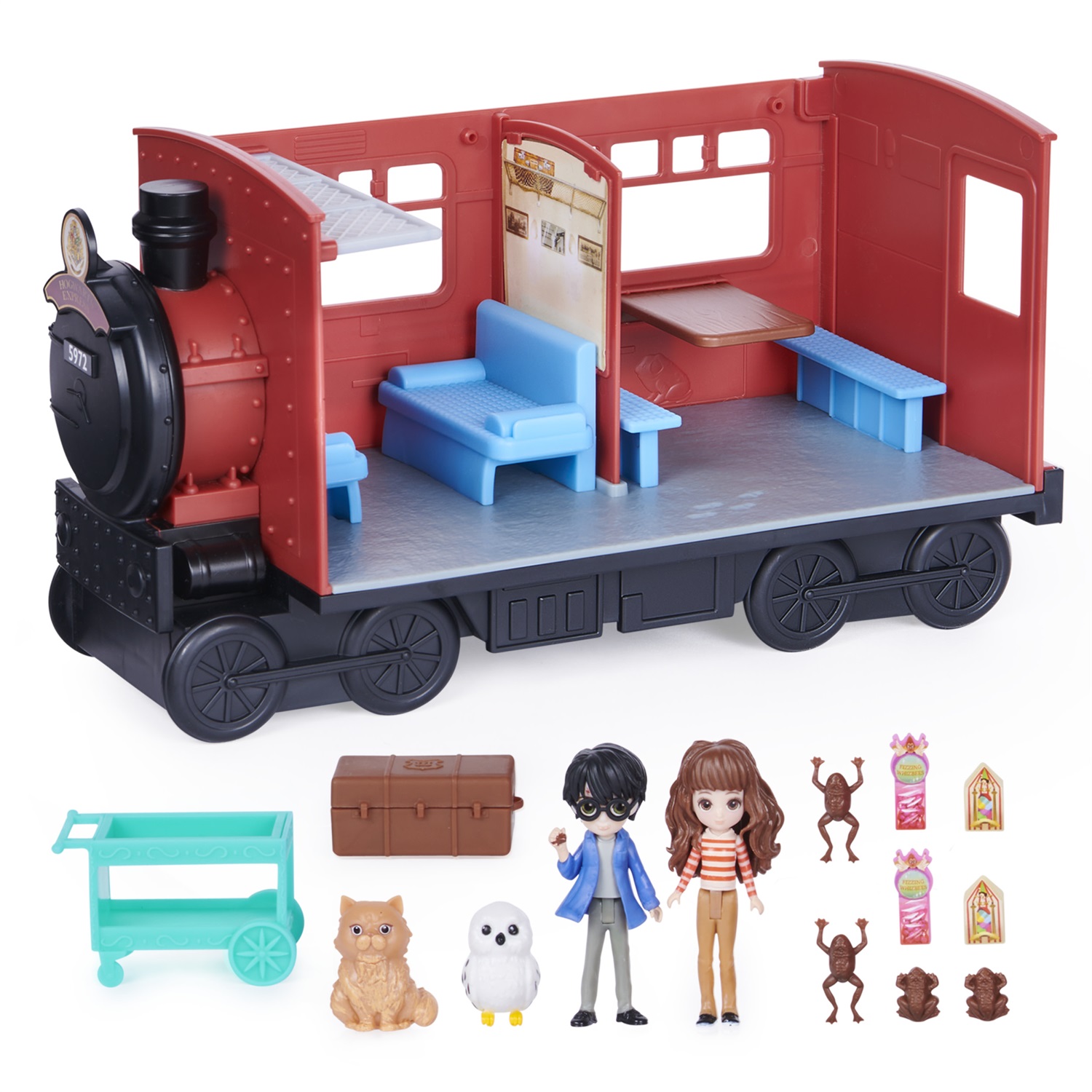 Wizarding World | Treno Hogwarts Express di Harry Potter - Set di gioco con 2 personaggi (Harry Potter e Hermione Granger) e 10 accessori - Giocattoli per bambini dai 6 anni in su
