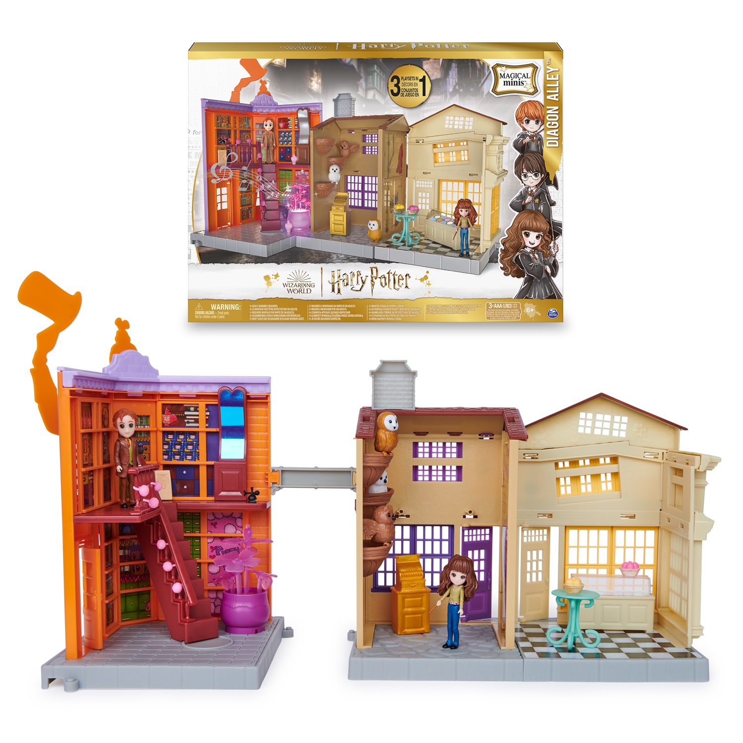 Wizarding World Harry Potter Set da Gioco 3 in 1 Diagon Alley con Luci e Suoni, 2 Personaggi Esclusivi e 21 Accessori, Giocattoli per Bambini dai 6 Anni in Su