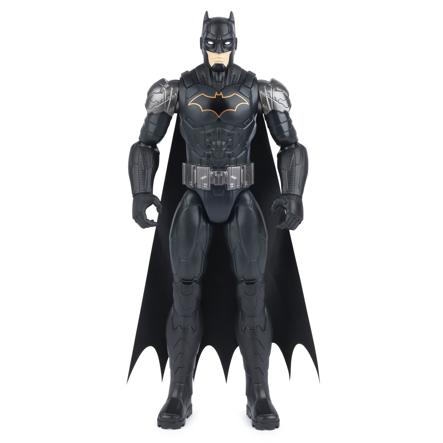 DC Comics | Batman | Personaggio in Scala 30 cm con Armatura Combact Grigia, Mantello in Vero Tessuto e 11 Punti di Articolazione - Giocattolo per Bambini dai 3 Anni