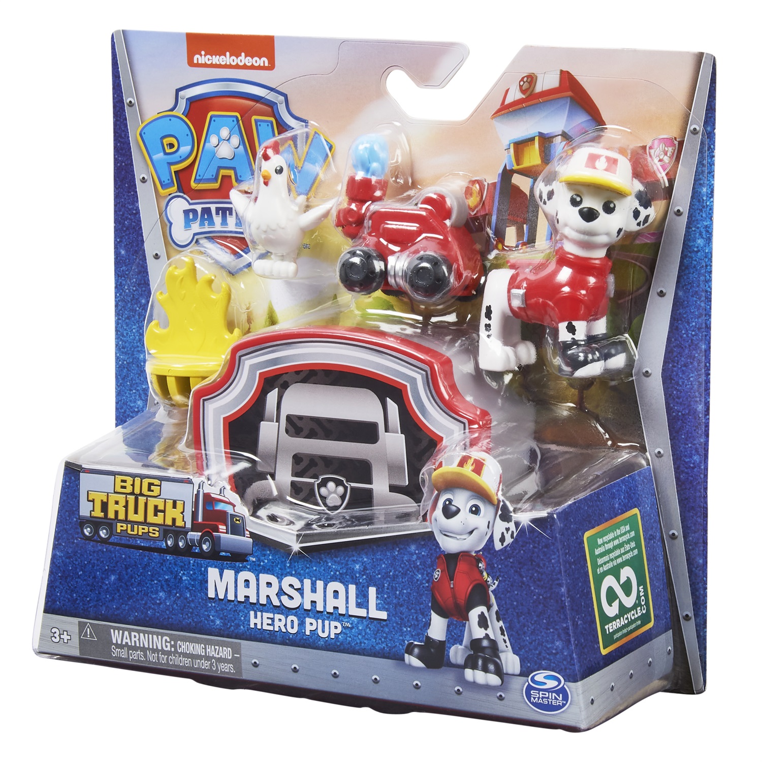 Spin Master PAW Patrol - Big Truck Pups - Figura d'azione Marshall con droide di salvataggio e quartier generale