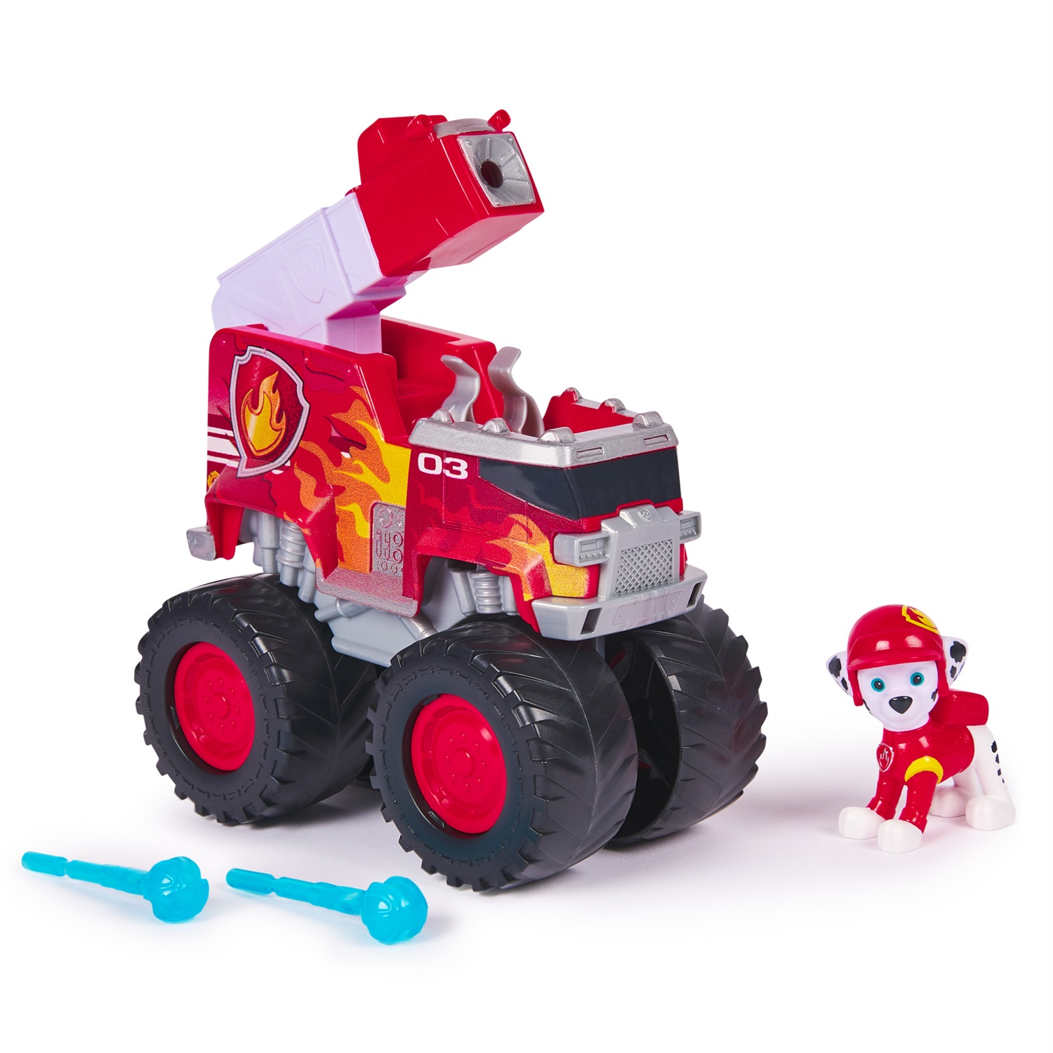 Paw Patrol: Rescue Wheels, Camion dei Pompieri di Marshall con Lanciamissili, Ruote Giganti e Action Figure Collezionabile, Giocattolo per Bambini e Bambine dai 3 Anni in Su
