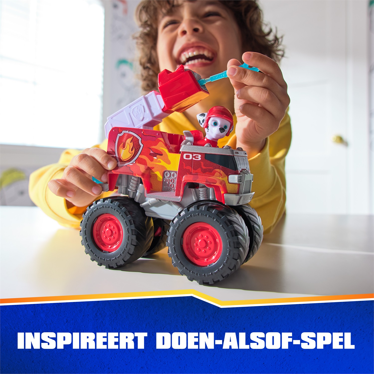 Paw Patrol: Rescue Wheels, Camion dei Pompieri di Marshall con Lanciamissili, Ruote Giganti e Action Figure Collezionabile, Giocattolo per Bambini e Bambine dai 3 Anni in Su
