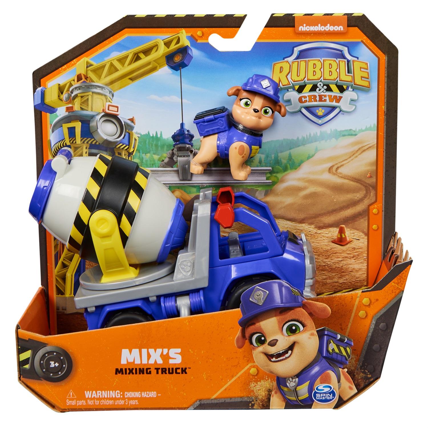Rubble & Crew Betoniera di Mix - Veicolo da lavoro con personaggio da collezione, dettagli autentici e ruote funzionanti per bambini dai 3 anni in su
