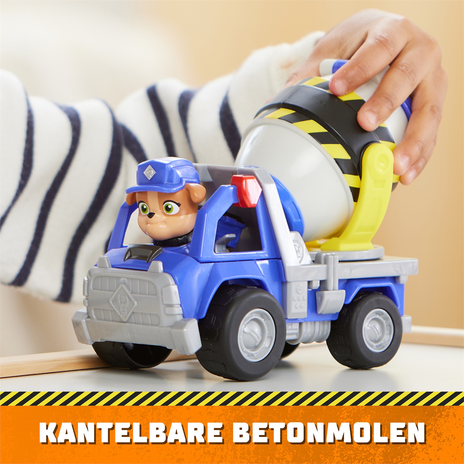 Rubble & Crew Betoniera di Mix - Veicolo da lavoro con personaggio da collezione, dettagli autentici e ruote funzionanti per bambini dai 3 anni in su