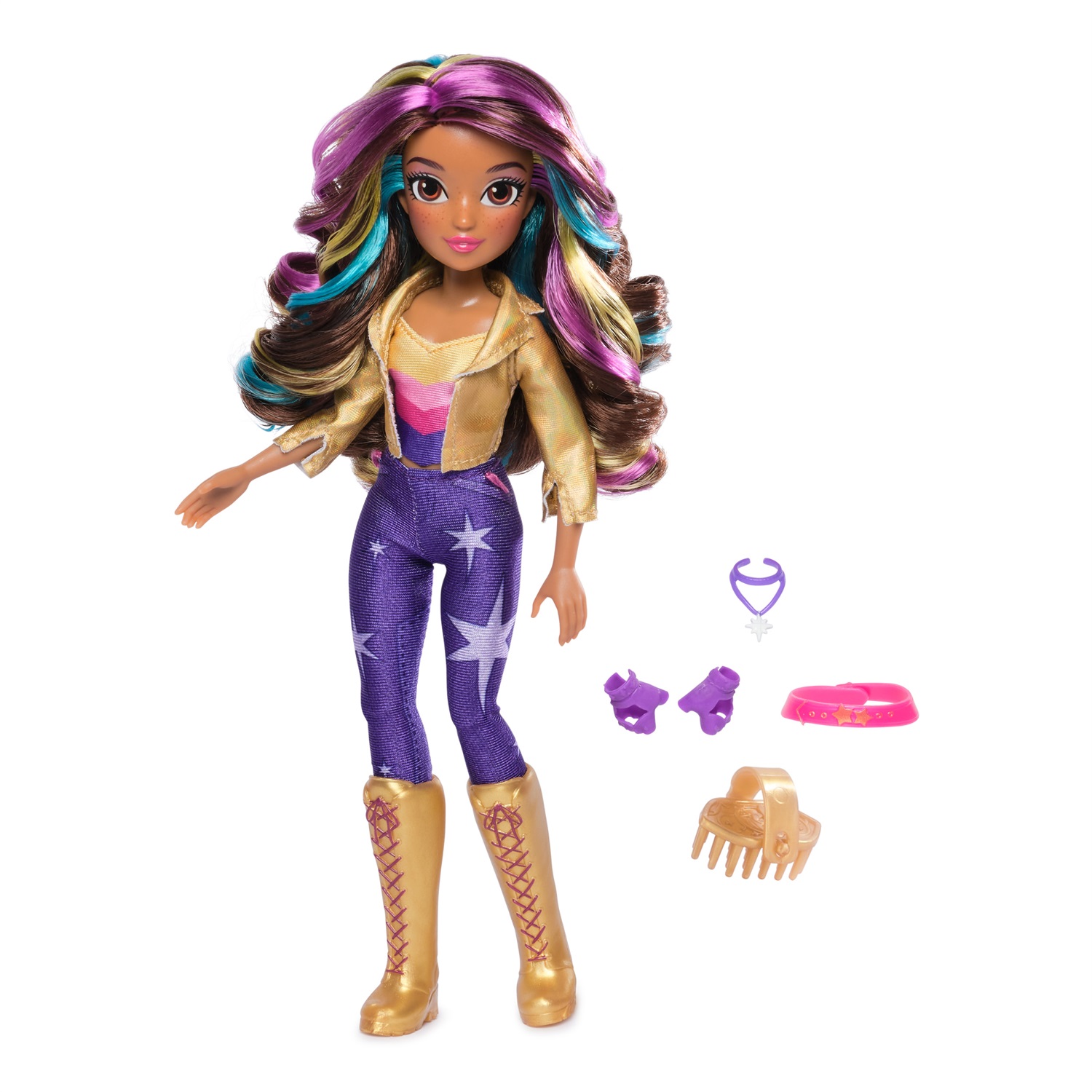 Unicorn Academy Bambola Sophia 24 cm con Capelli Arcobaleno, 6 Accessori alla Moda e Strumento per lo Styling, per Bambine 4 Anni
